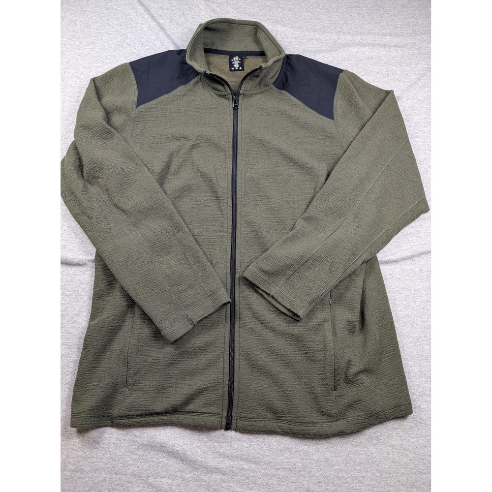 Woolx Jacket Mens XL Green Merino Wool Blend Full Zip Fleece Outdoor Hiking